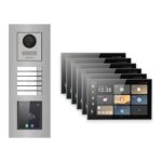 Hikvision PoE Video-Türsprechanlage 6-Familienhaus – Komplett-Set mit Touch-Display, DS-KH9570-WTE1/S, Unterputz – Türstation und Innenstation