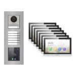 Hikvision PoE Video-Türsprechanlage 7-Familienhaus – Komplett-Set mit Touch-Display, DS-KH6350-WTE1, Unterputz – Türstation und Innenstation