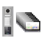 Hikvision PoE Video-Türsprechanlage 7-Familienhaus – Komplett-Set mit Touch-Display, DS-KH8381-WTE1, Unterputz – Türstation und Innenstation