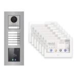 Hikvision PoE Video-Türsprechanlage 7-Familienhaus – Komplett-Set mit Touch-Display, DS-KH9310-WTE1(B), Unterputz – Türstation und Innenstation
