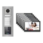 Hikvision PoE Video-Türsprechanlage 7-Familienhaus – Komplett-Set mit Touch-Display, DS-KH8520-WTE1, Unterputz – Türstation und Innenstation