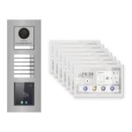 Hikvision PoE Video-Türsprechanlage 7-Familienhaus – Komplett-Set mit Touch-Display, DS-KH9510-WTE1(B), Unterputz – Türstation und Innenstation