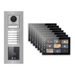 Hikvision PoE Video-Türsprechanlage 7-Familienhaus – Komplett-Set mit Touch-Display, DS-KH9570-WTE1/S, Unterputz – Türstation und Innenstation