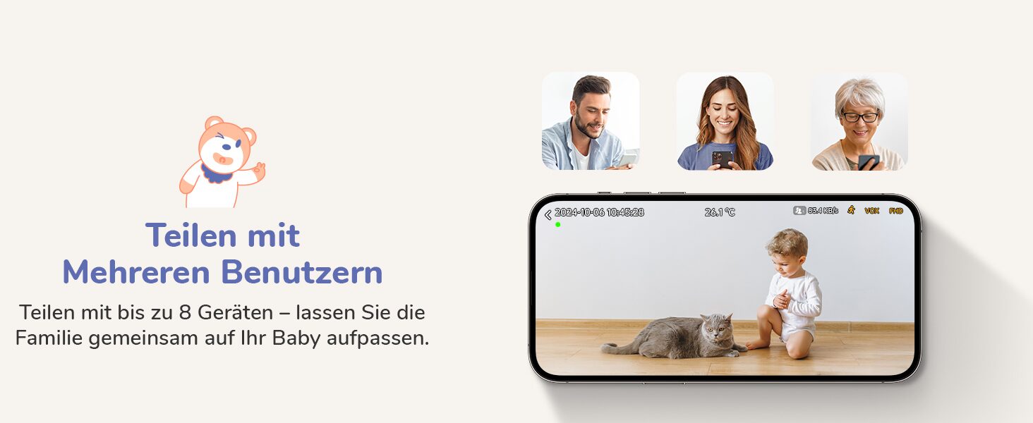 Bis zu 8 Geraete teilen sich den Zugriff, damit die ganze Familie mitschauen kann