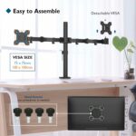 Abnehmbare VESA-Platten fuer 75x75 und 100x100 mm, Befestigung mit Handschrauben ohne Werkzeug