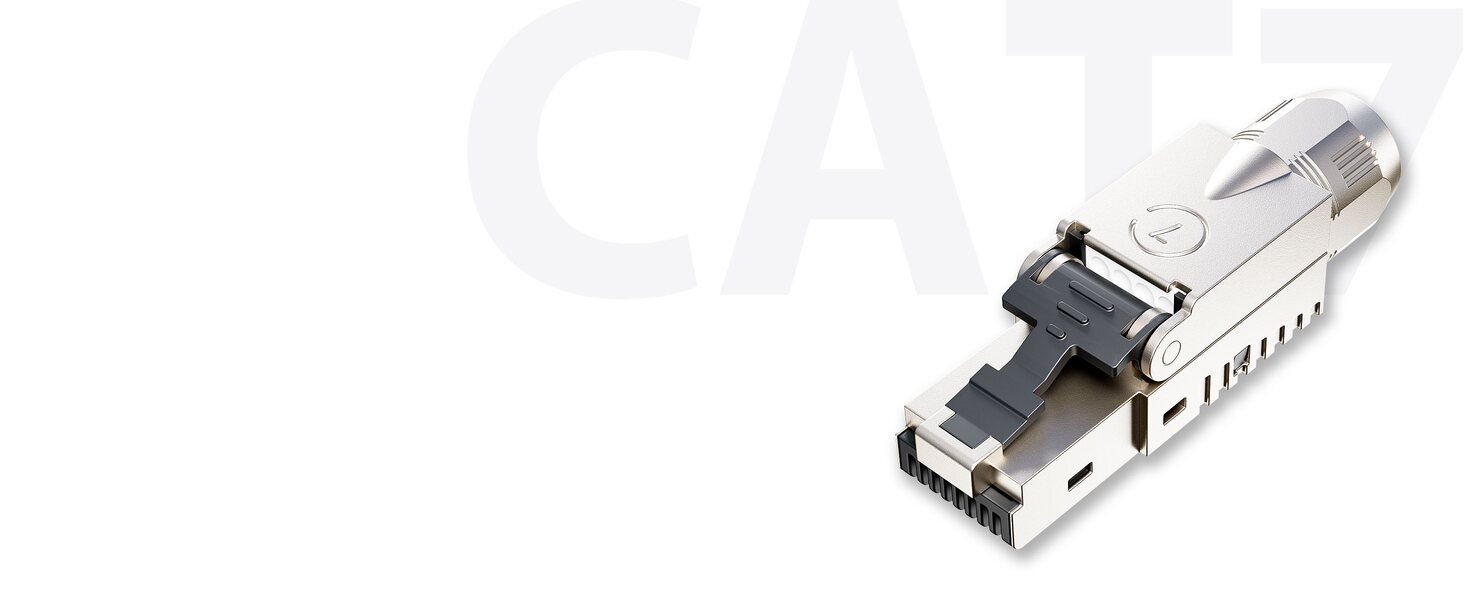 Werkzeugloser geschirmter CAT7-Netzwerkstecker im Detail