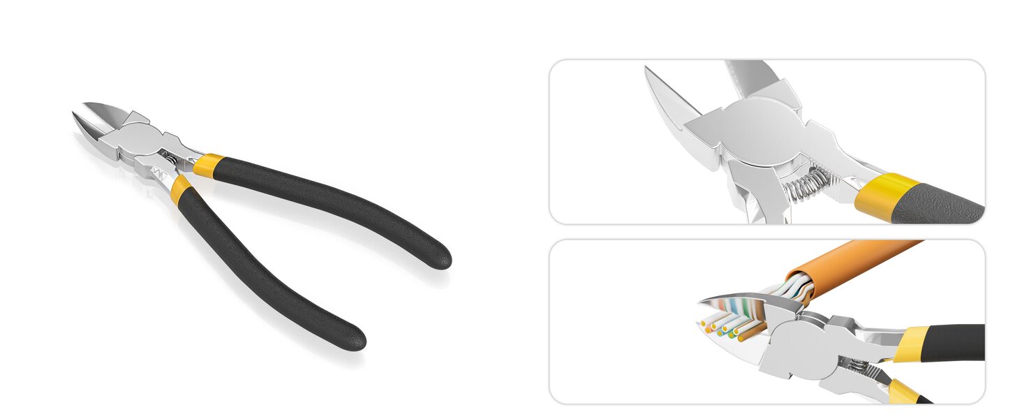 Seitenschneider des Sets und Anwendung am Kabel