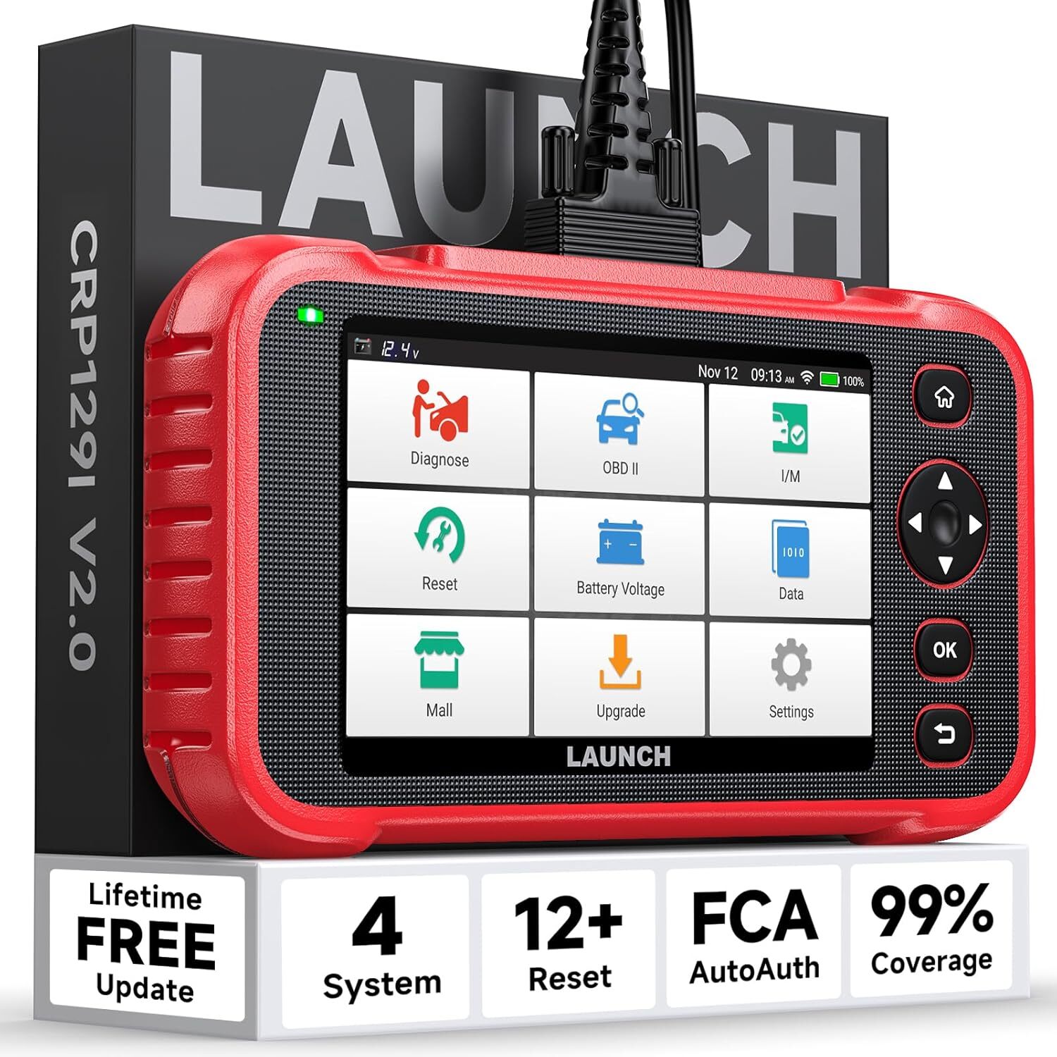 LAUNCH CRP129i V2.0 Diagnosegerät | 4 Systeme, 12 Serviceroutinen, 5-Zoll-Touchscreen – Ansicht 1 LAUNCH CRP129i V2.0 Diagnosegerät mit 5-Zoll-Touchscreen und OBD2-Kabel