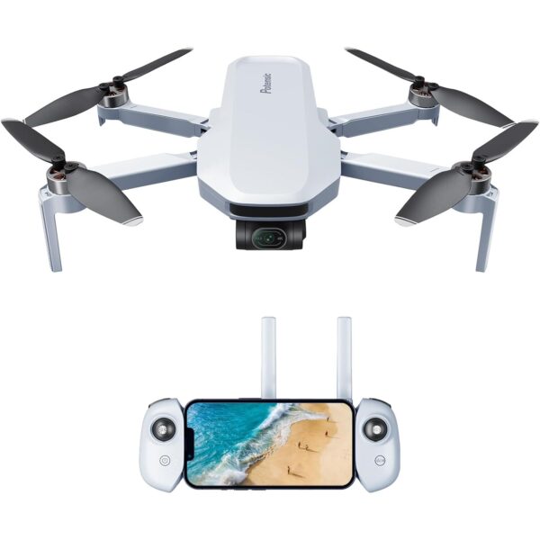 Potensic ATOM 4K Drohne mit 3-Achsen-Gimbal, zusammengefaltet und im Flug