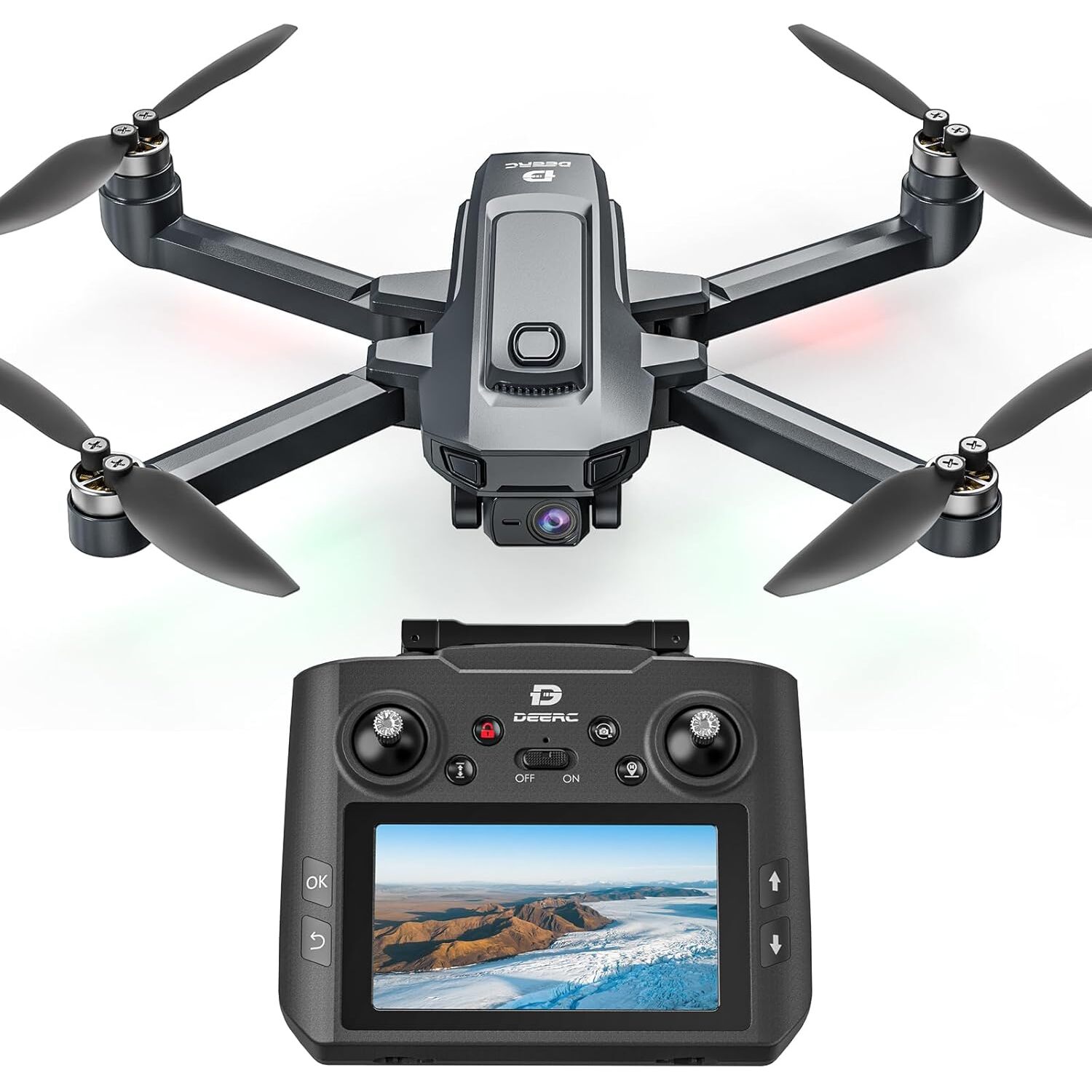 DEERC D35Plus Drohne | 4K, 4,5-Zoll-Bildschirm in der Fernsteuerung, 40 Minuten, C0 – Ansicht 1 DEERC D35Plus Drohne mit Fernsteuerung und eingebautem 4,5-Zoll-Bildschirm
