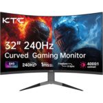 KTC 32-Zoll-Curved-Monitor in Schwarz mit gekrümmtem Display auf dem Standfuss, Frontansicht.