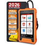 LAUNCH Creader Elite Diagnosegerät mit 4-Zoll-Touchscreen und angeschlossenem Diagnosekabel.
