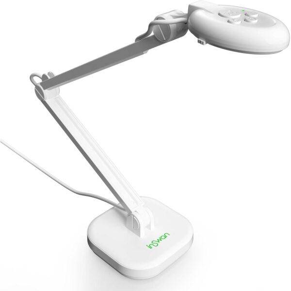INSWAN INS-2 Dokumentenkamera mit mehrgelenkigem Arm, LED-Licht und kompaktem Standfuss.