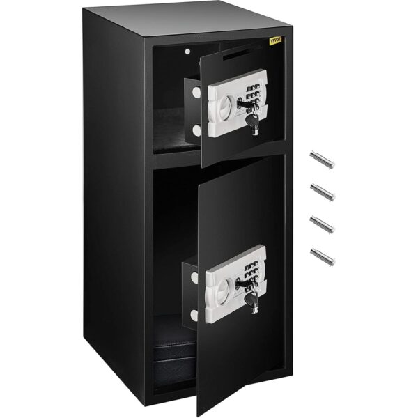 VEVOR Sicherheitsschrank in Schwarz mit zwei Türen, elektronischem Tastenfeld und Schlüsselaufnahme.