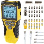 Klein Tools VDV Scout Pro 3 Prüfgerät mit Test- und Map-Remote, Locator-Remotes und Tragetasche.