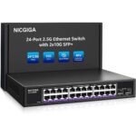 NICGIGA S25-2402N Netzwerk-Switch mit 24 Ports zu 2,5 Gbit/s und zwei SFP+-Steckplätzen im lüfterlosen Metallgehäuse