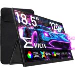 EVICIV tragbarer Monitor mit 18,5 Zoll Full-HD-Display, ausgeklapptem Ständer und gepolsterter Transporthülle
