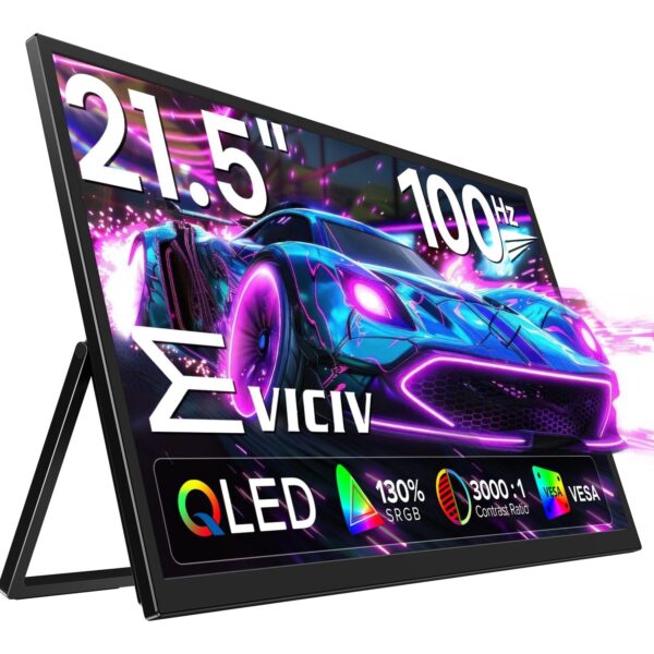 EVICIV tragbarer QLED-Monitor mit 21,5 Zoll Bildschirm und ausgeklapptem Ständer