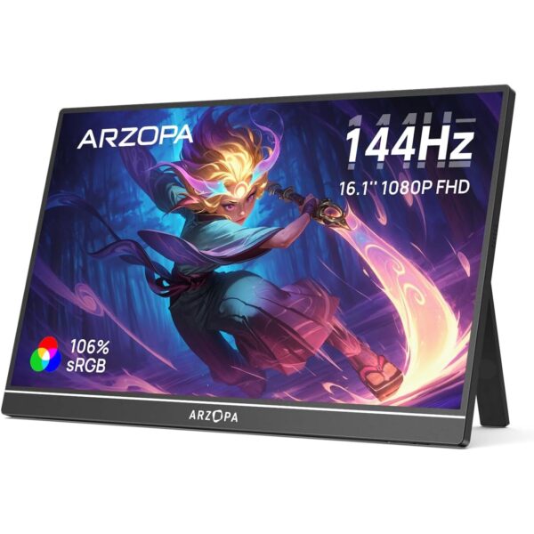 ARZOPA Z1FC tragbarer Monitor mit 16,1 Zoll Display und ausgeklapptem Standfuss