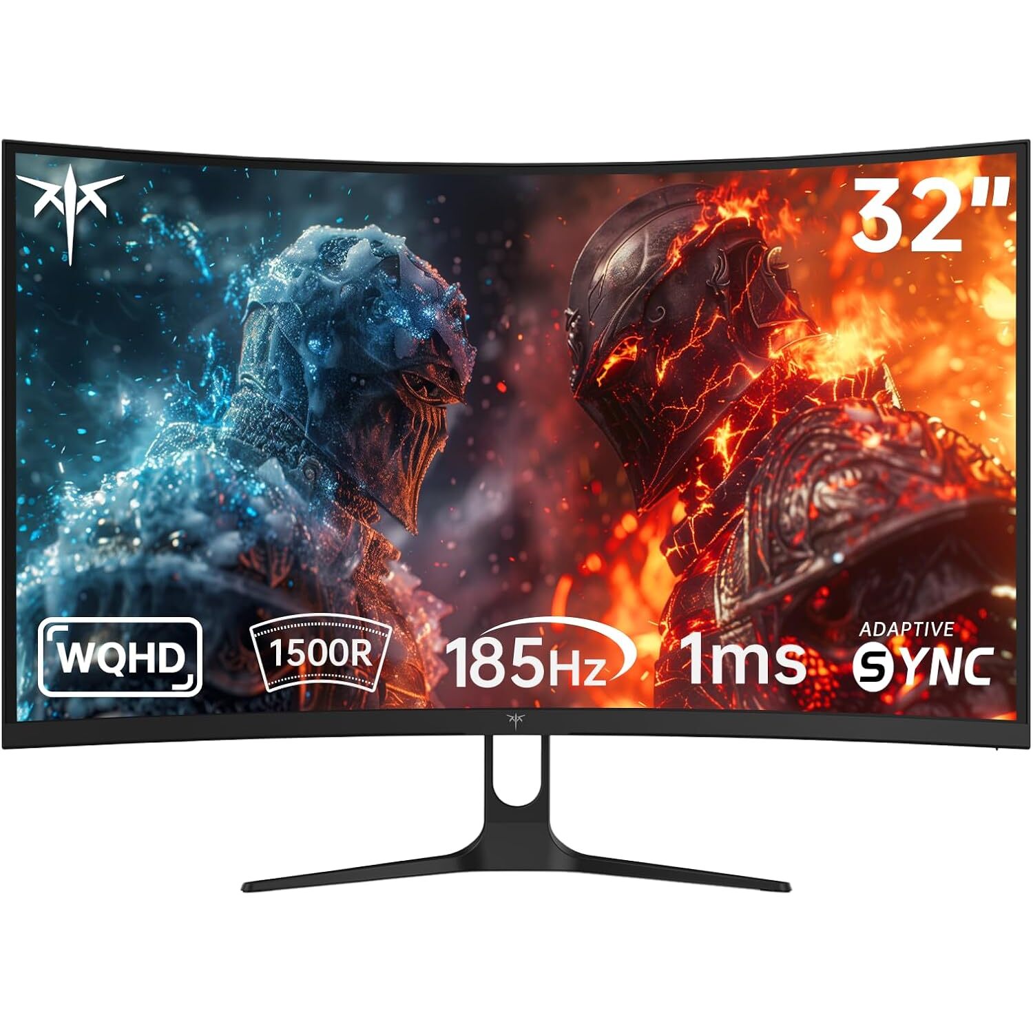 KTC H32S5 32 Zoll Curved-Monitor WQHD 2560x1440, 180 Hz, HVA-Panel, 1500R – Ansicht 1 KTC H32S5 32-Zoll-Curved-Monitor mit 1500R Krümmung, Frontansicht auf Standfuss