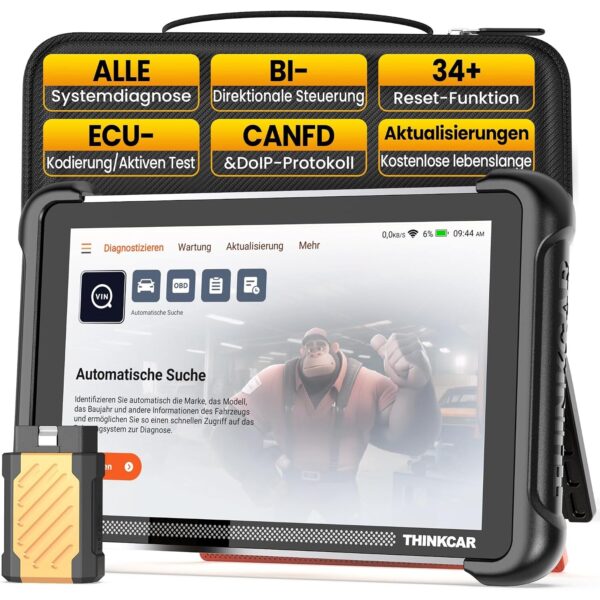 THINKCAR ThinkScan 689BT OBD2-Diagnosegerät mit 8-Zoll-Tablet und Bluetooth-Dongle für den OBD-Anschluss