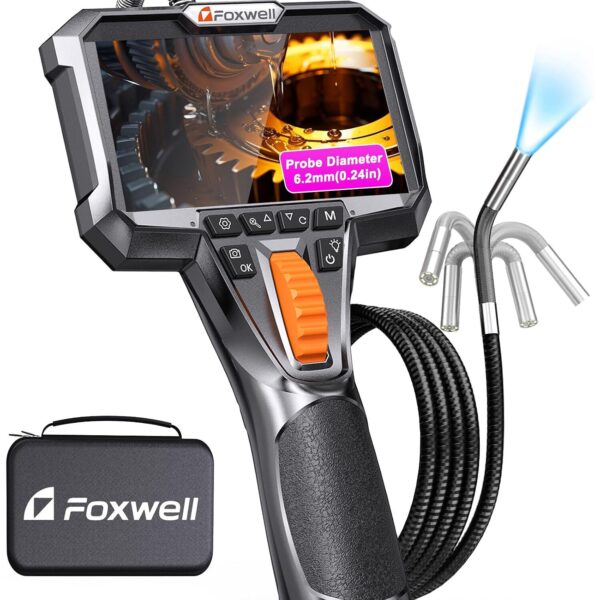 FOXWELL Y400 Endoskopkamera mit 4,3-Zoll-Display und 6,2-mm-Sonde mit beweglichem Kamerakopf