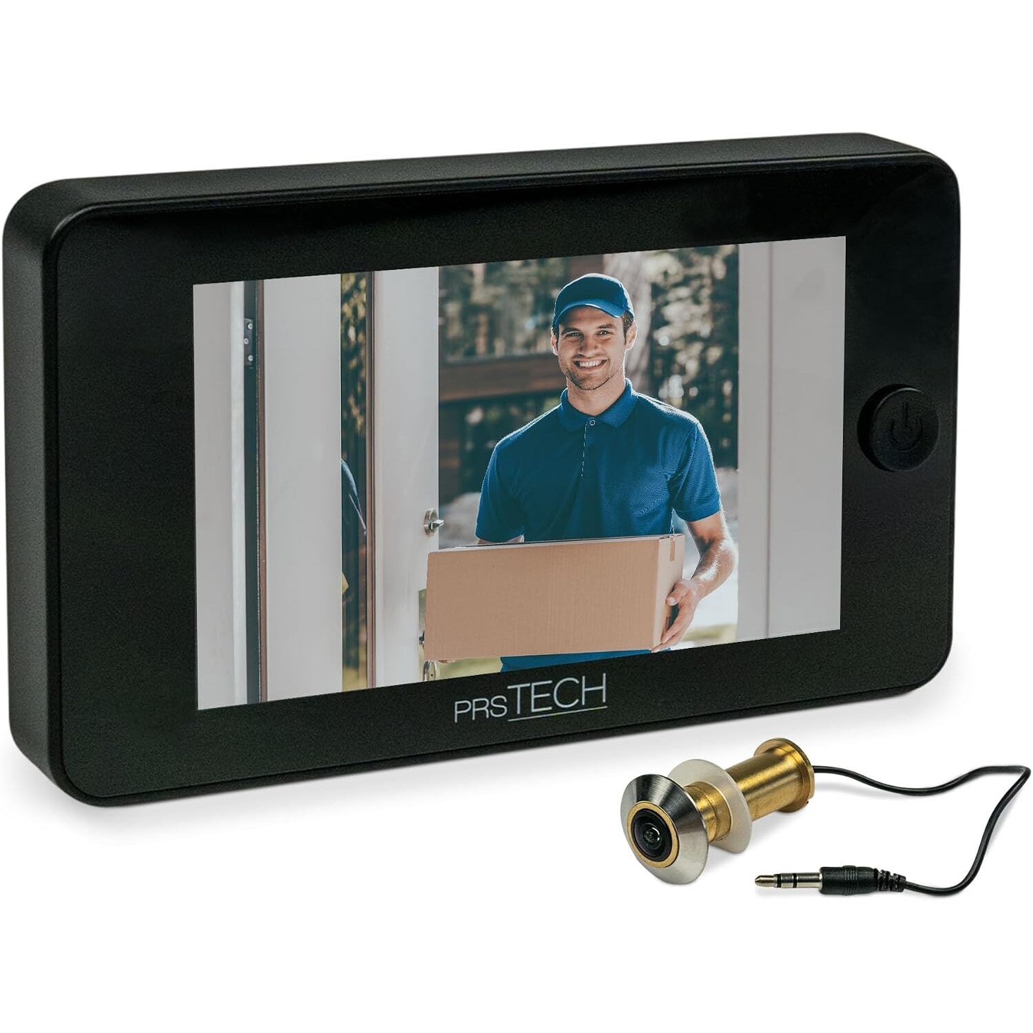 prsTECH DoorCAM DC2 PLUS digitaler Türspion mit 4,3-Zoll-Display, 38 bis 110 mm Türstärke – Ansicht 1 prsTECH DoorCAM DC2 PLUS digitaler Türspion mit 4,3-Zoll-Display an der Innenseite einer Wohnungstür