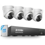 ZOSI C225 4K PoE Überwachungsset mit weisser Dome-Kamera und 8-Kanal-Netzwerkrekorder