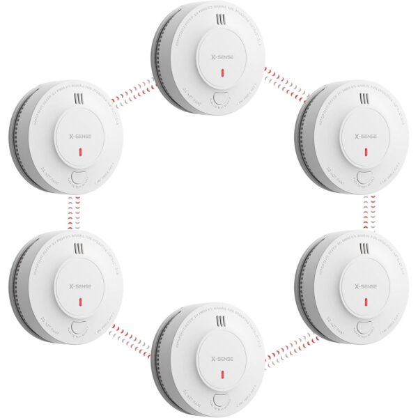 X-Sense SD19-W Funkrauchmelder aus dem 6er-Set, weisses Gehäuse mit Stummschalttaste