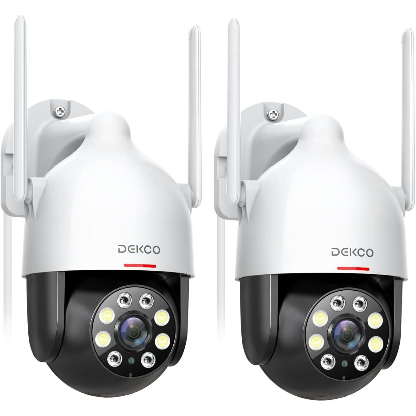 DEKCO DC5L-2P 2K PTZ-Überwachungskamera für aussen, 2er-Set, Flutlicht, Gegensprechen – Ansicht 1 DEKCO DC5L 2K PTZ-Überwachungskamera für aussen im Dome-Gehäuse mit Flutlicht