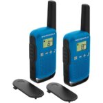 Motorola Talkabout T42 Handfunkgerät in Blau mit LCD-Display und Gürtelclip