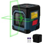 RockSeed LV1G Kreuzlinienlaser mit grüner waagrechter und senkrechter Linie an einer Wand