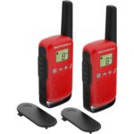Motorola Talkabout T42 Handfunkgerät in Rot mit LCD-Display und Gürtelclip