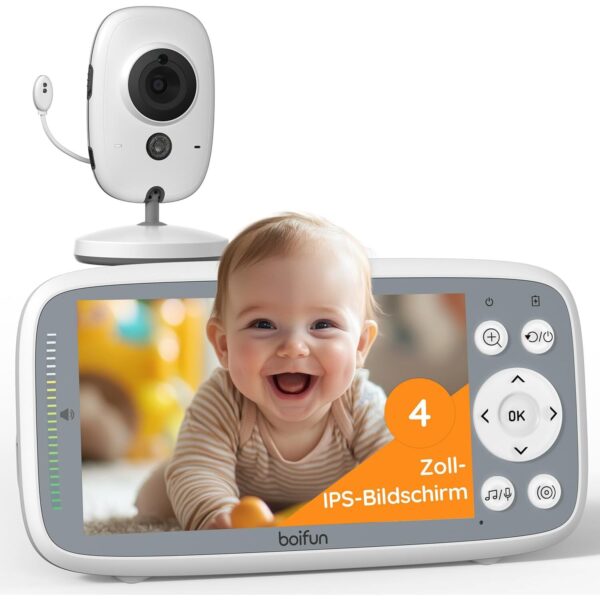 BOIFUN VB616 Babyphone in Weiss mit Kamera und 4-Zoll-Monitor