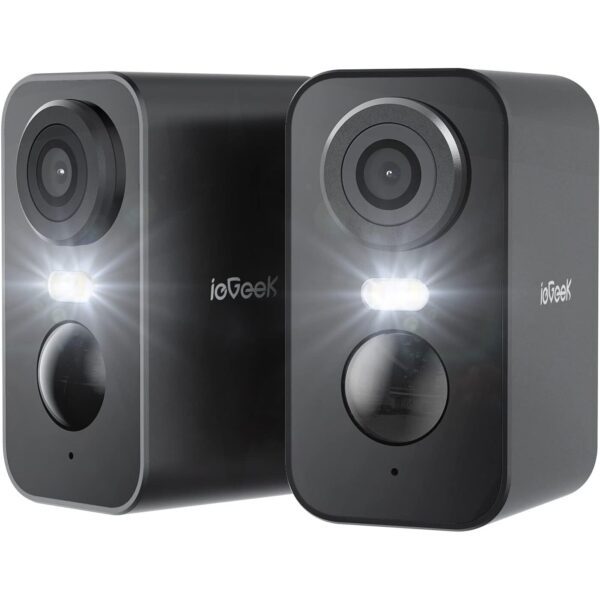 ieGeek ZS-GX3S Akku-Überwachungskamera in Schwarz mit Objektiv, Weisslicht und PIR-Sensor