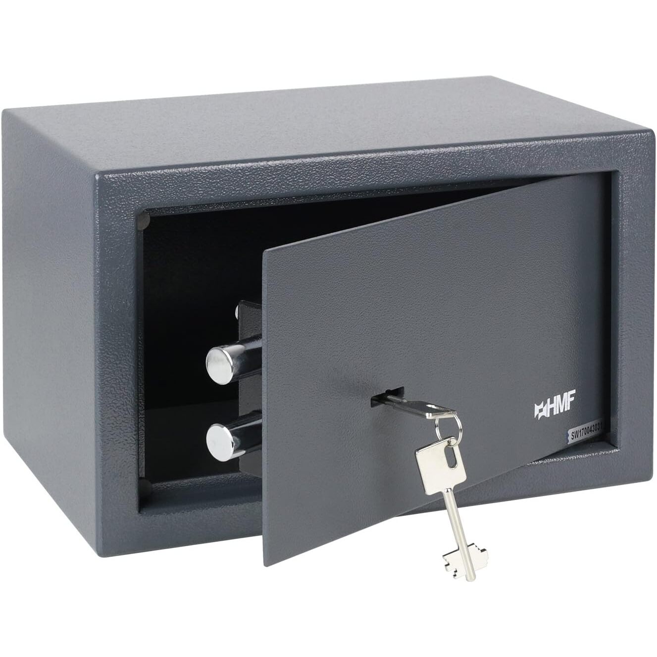 HMF 49200-11 Möbeltresor mit Doppelbartschloss, 31 x 20 x 20 cm, 4,3 kg, Anthrazit – Ansicht 1 HMF Möbeltresor 49200-11 in Anthrazit mit Doppelbartschloss, Aussenmass 31 x 20 x 20 cm