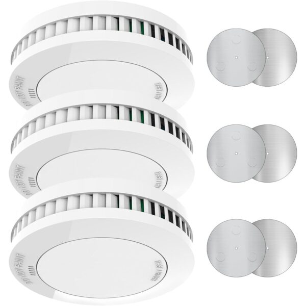 XINDUM SM01 Rauchmelder 3er Set mit Magnethalterung und fest verbauter 10-Jahres-Batterie