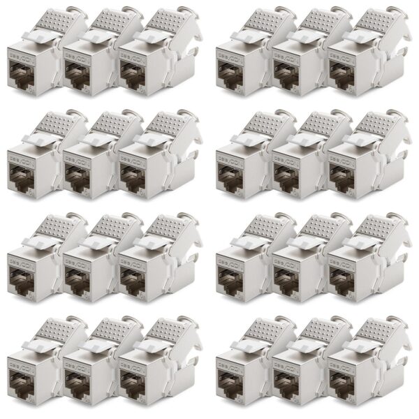 deleyCON Keystone Modul CAT 6a STP mit RJ45-Buchse und geöffneter LSA-Klemmleiste