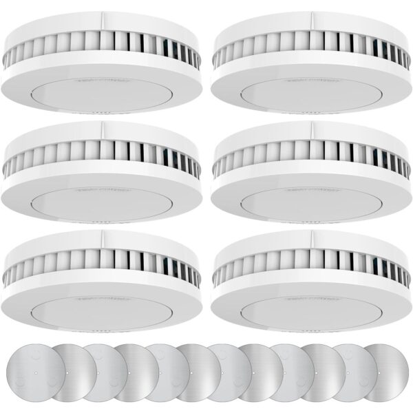 XINDUM SM01 Rauchmelder 6er Set in weiss mit Magnethalterung und 10-Jahres-Batterie