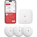 X-Sense SWS54 Wassermelder in Weiss mit Basisstation und flachem Wassersensor