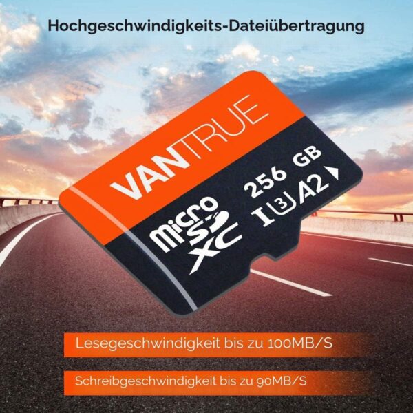 VANTRUE microSDXC Speicherkarte mit 256 GB und beiliegendem SD-Adapter
