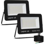 Lepro LED Strahler 50 W mit Aluminiumgehäuse, gehärtetem Glas und drehbarem Montagebügel