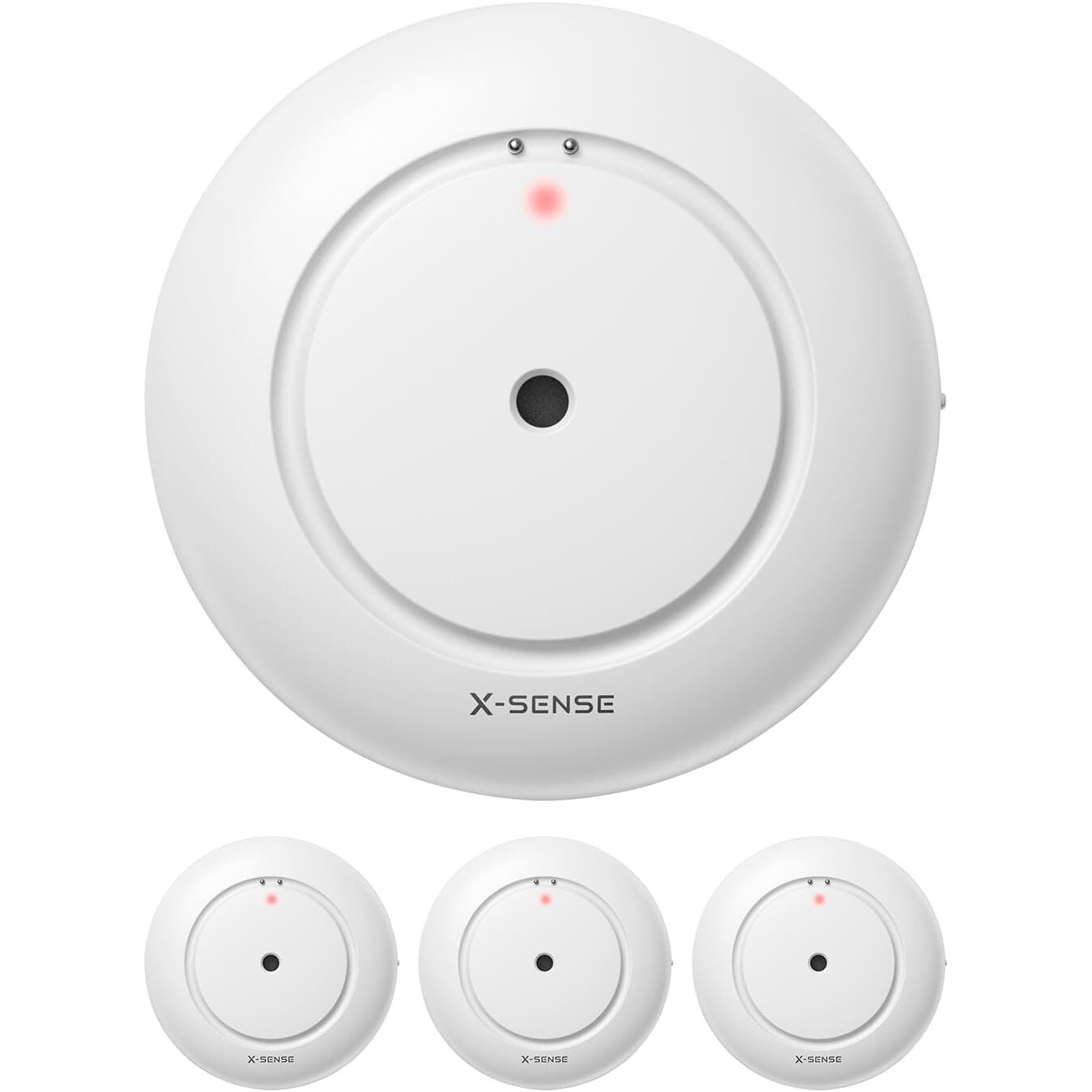 X-Sense SWS51 - 3 WLAN-Wassersensoren IP66 zur Erweiterung der Basisstation SBS50 – Ansicht 1 X-Sense SWS51 Wassersensoren in Weiss, drei flache Melder im Set