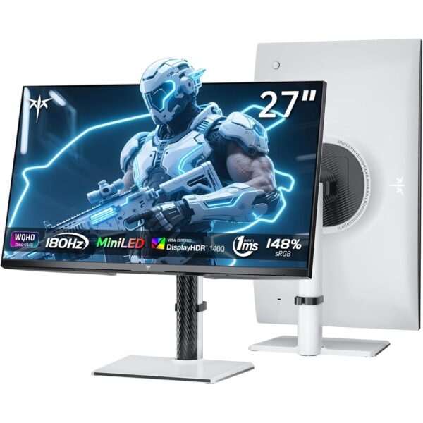 KTC M27T6 27-Zoll-Mini-LED-Monitor in Weiss mit QHD-Display und weissem Standfuss