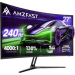 Amzfast AMZG27C1 Pro, gekrümmter 27-Zoll-Bildschirm mit 240 Hz, Frontansicht auf dem Standfuss