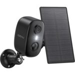 COOAU C4 Überwachungskamera in Schwarz mit Solarpanel für den Aussenbereich