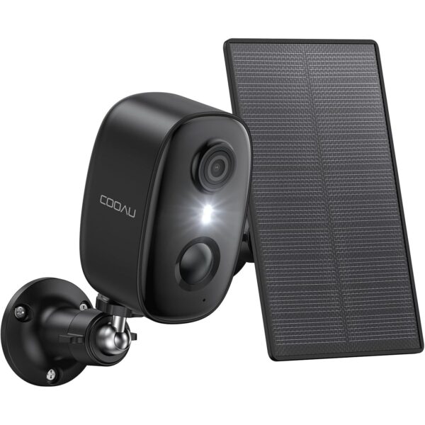 COOAU C4 Überwachungskamera in Schwarz mit Solarpanel für den Aussenbereich