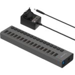 SABRENT HB-PU16 USB-Hub mit 16 Anschlüssen, Einzelschaltern und Aluminiumgehäuse