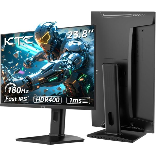 KTC 24-Zoll-Gaming-Monitor in Schwarz mit QHD-Display auf höhenverstellbarem Pivot-Standfuss