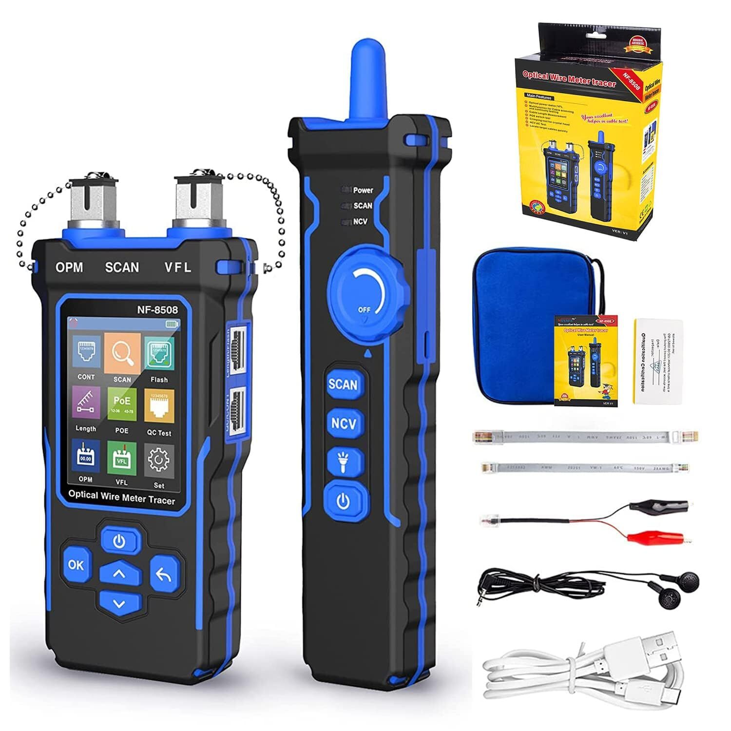 NOYAFA NF-8508 Netzwerkkabeltester mit PoE-Prüfung und optischem Leistungsmesser – Ansicht 1 NOYAFA NF-8508 Netzwerkkabeltester mit PoE-Prüfung